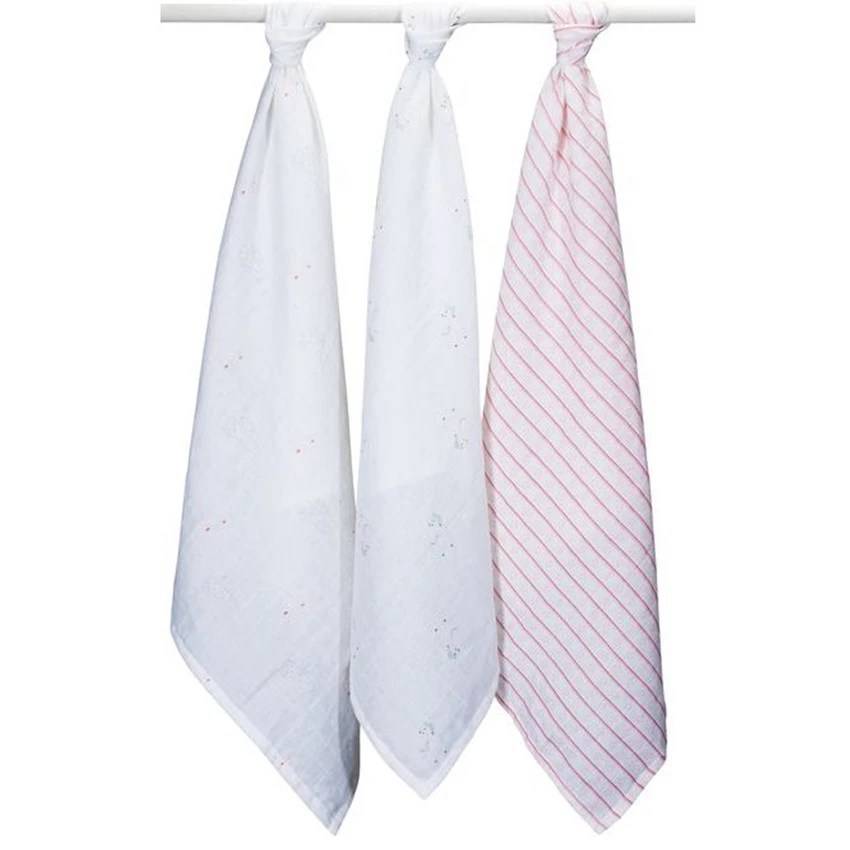 Lot De 3 Langes En Coton 70x70cm - Mila 2 Lot De 3 Langes En Coton 70x70cm - Mila – Image 2