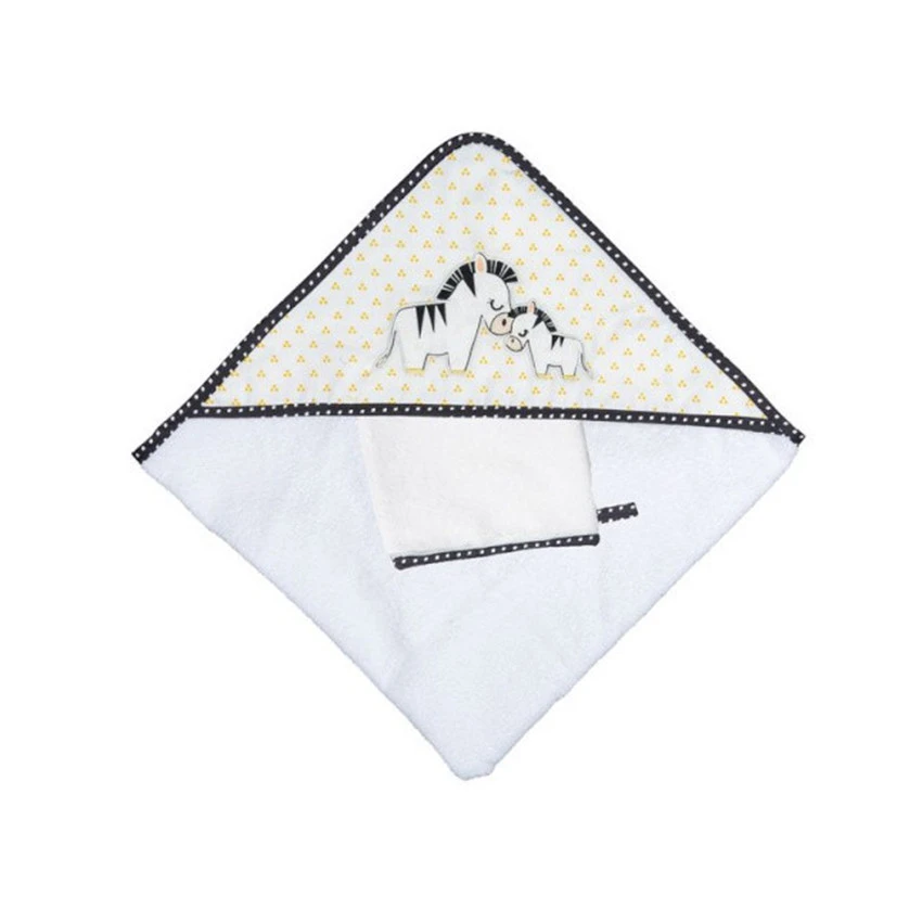 Set De Bain Cape + Gant De Toilette - Pluche Et Pompon 1 Set De Bain Cape + Gant De Toilette - Pluche Et Pompon